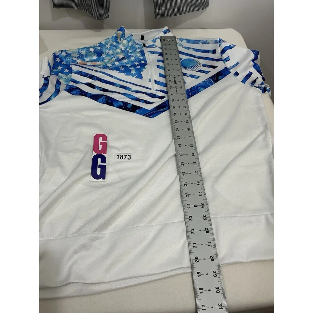 Men’s White Pullover Long Sleeve 1/4 Zip Golf Logo Shirt XL